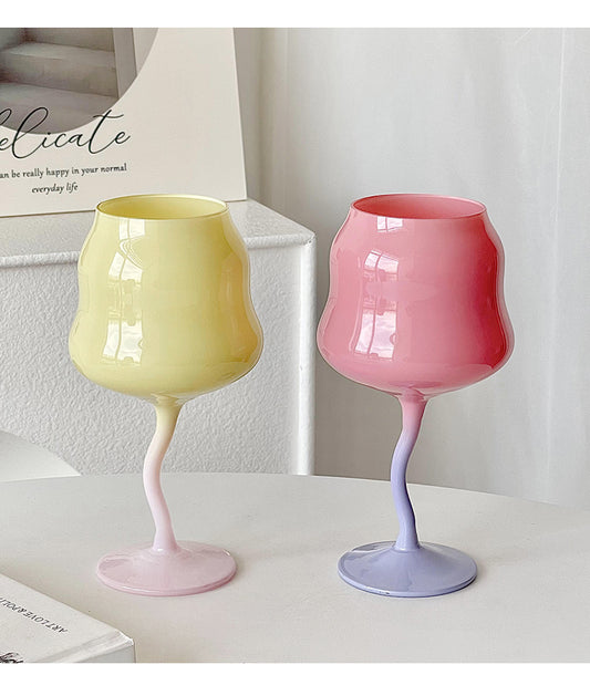 Rainbow tall wine glasses